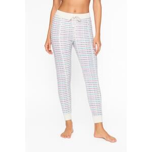 Victorias Secret Multicolor Printed Logo Drawstring Cuffed Ankles Pajama Pants